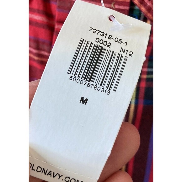 NWT Old Navy Every Day Plaid Button Up Shirt Size Medium Women’s Red Long Sleeve - Picture 4 of 8